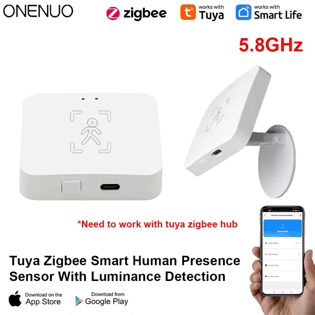 Tuya Zigbee czujnik obecności człowieka inteligentne życie radar MmWave Pir czujnik ruchu z jasnością wykrywanie odległości Monitor oddechowy