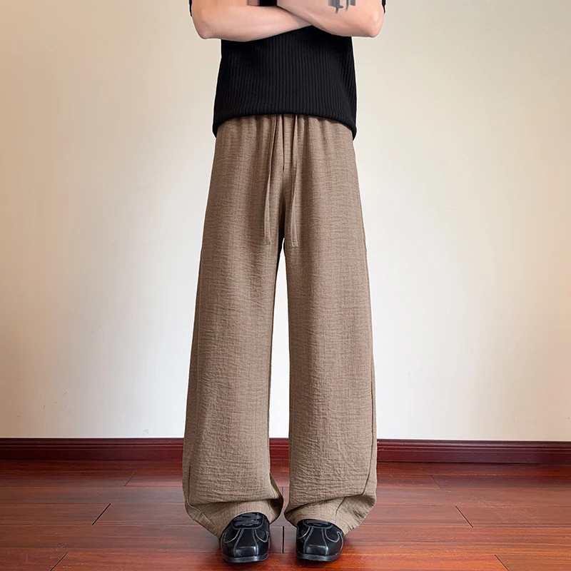 Japanese Men's Cotton Linen Pants Male Summer New Breathable Solid Color Linen Baggy Trousers Streetwear Wide Leg Sweatpants Men - view 6