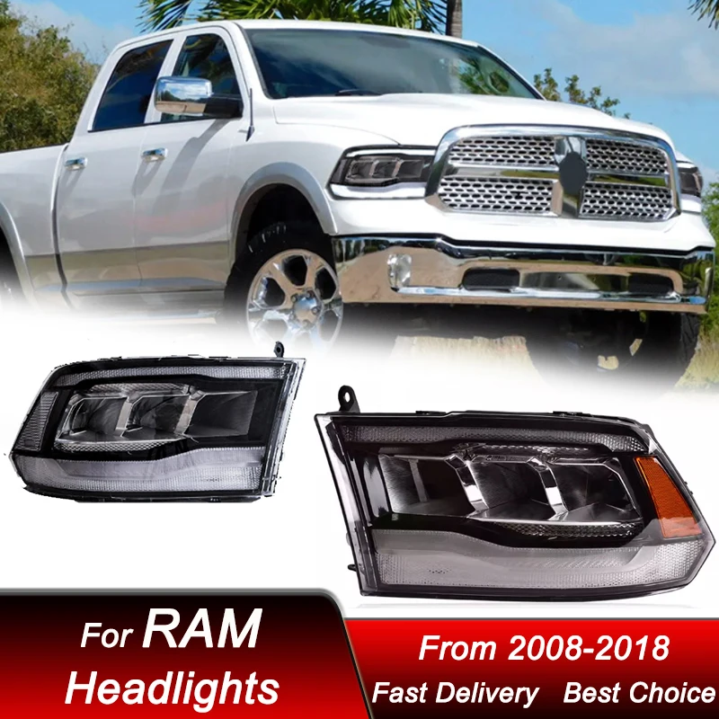 

Hot Car Headlights For DODGE RAM 1500 2500 08-18 LED DRL Headlamp Assembly Upgrade High Configure Projector Lens Accessories Ki