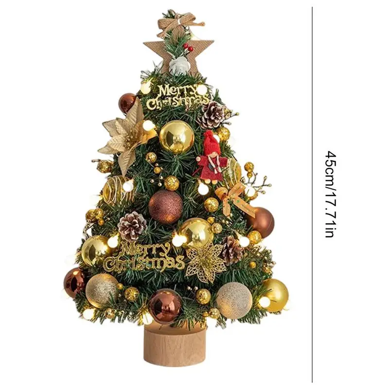 Tabletop Christmas Tree Realistic Tree With Star Treetop String Lights And Ornaments 17.7 Inch Table Craft For Christmas Home