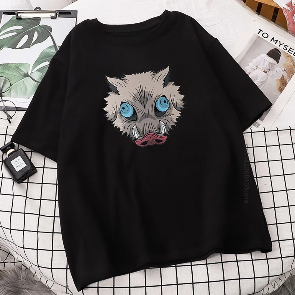 Hashibira Inosuke Wild Boar Headgear Print T-Shirt Men Cool Hip Hop Tops  Japanese Anime Demon Slayer T Shirt