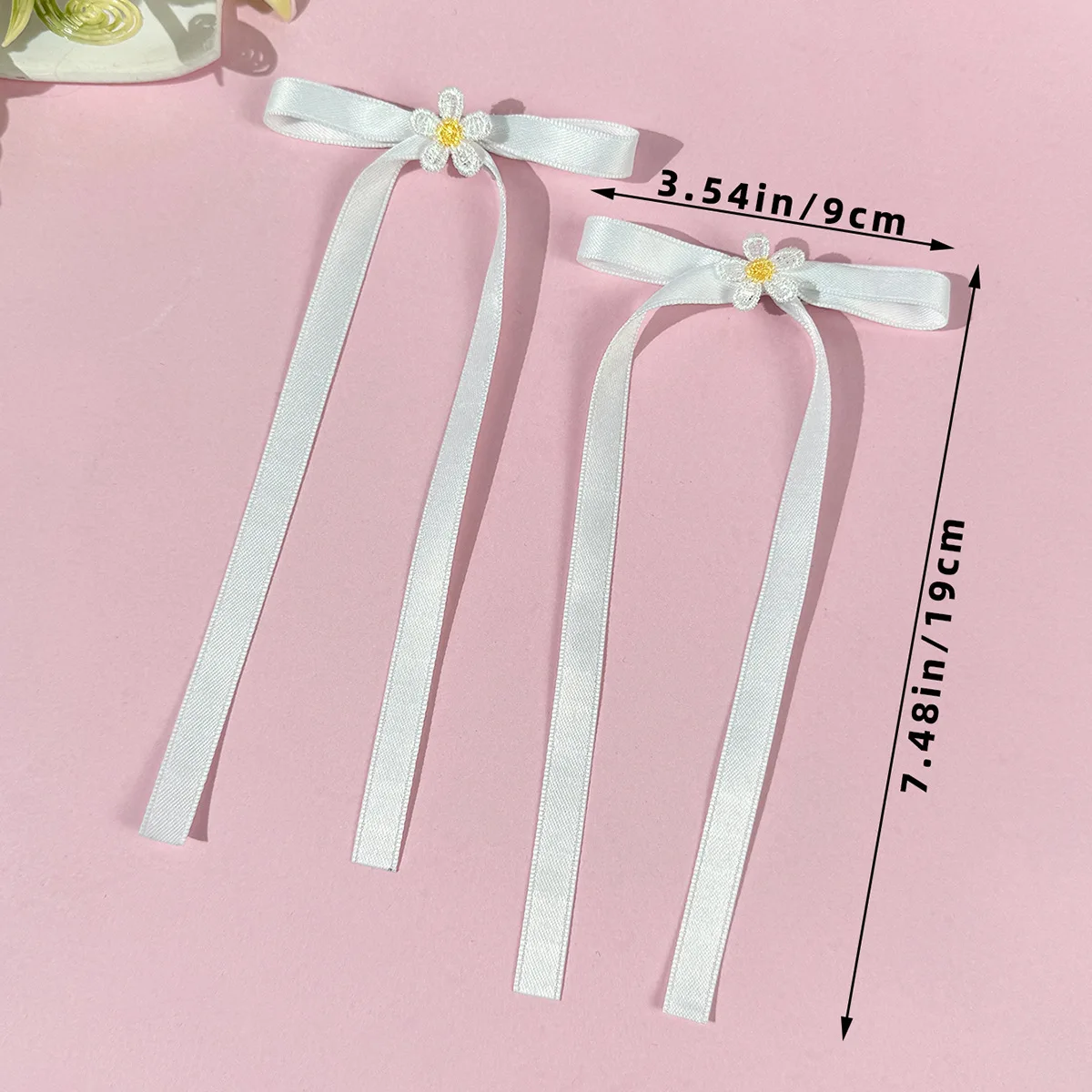 72pc Daisy Floral Long Tassel Bow Hair Clips for Girls And Women Bulk Pack Ribbon Bow Side Barrettes Hair Accessories