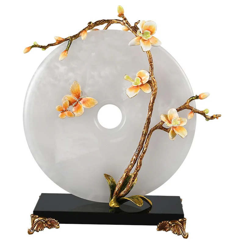 

New Chinese light luxury jade orchid safety buckle ornament New Year's living room gift housewarming gift