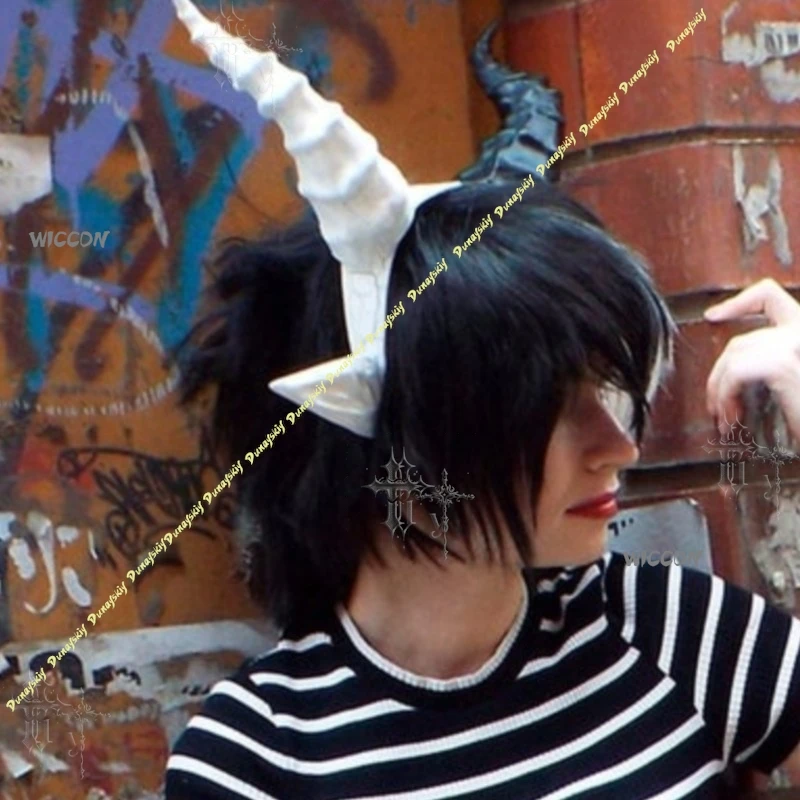 

Black Demon Horn And Ear Headpiece Spiky Devil Headband For Anime Cosplay DND Gothic Halloween Live Stream Roleplay Themed Party
