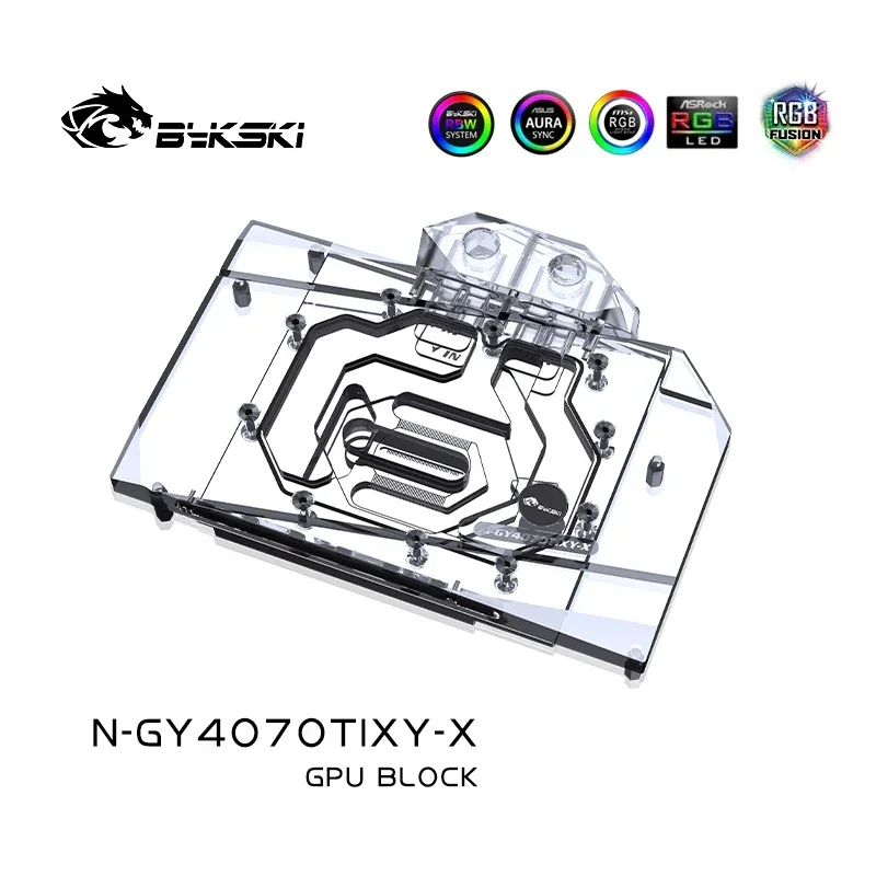 Водяной блок Bykski GPU для видеокарты Galax GeForce RTX 4070 Ti / 4070 Super Boomstar OC/медный Охлаждающий радиатор