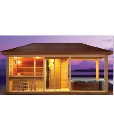 Dry Sauna Shower Room Laundry Hot Tub Spa 4 in 1 Wooden Gazebo Outdoor Dry Sauna Room