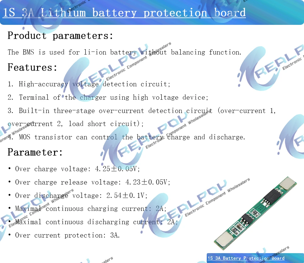 1s 3,7 v 3a Li-Ion BMS PCM Batteries chutz platine PCM für Lithium-Ionen-Li-Batterie – Detail 1