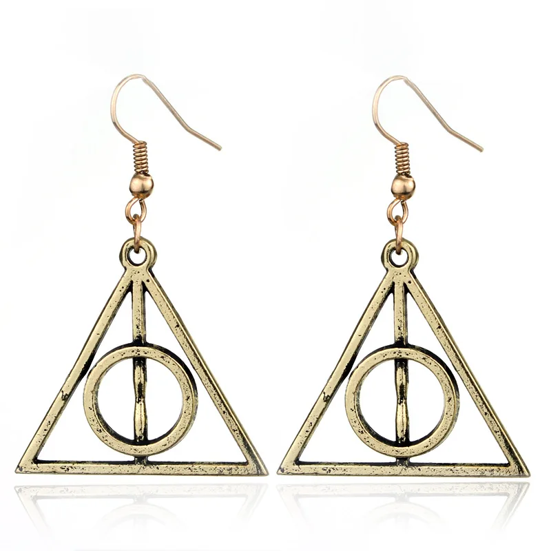 Hogwarts Earrings Cute Cartoon Golden Snitch Time-Turner The Deathly Hallows Dangle Earrings for Women Jewelry Accessories Gifts