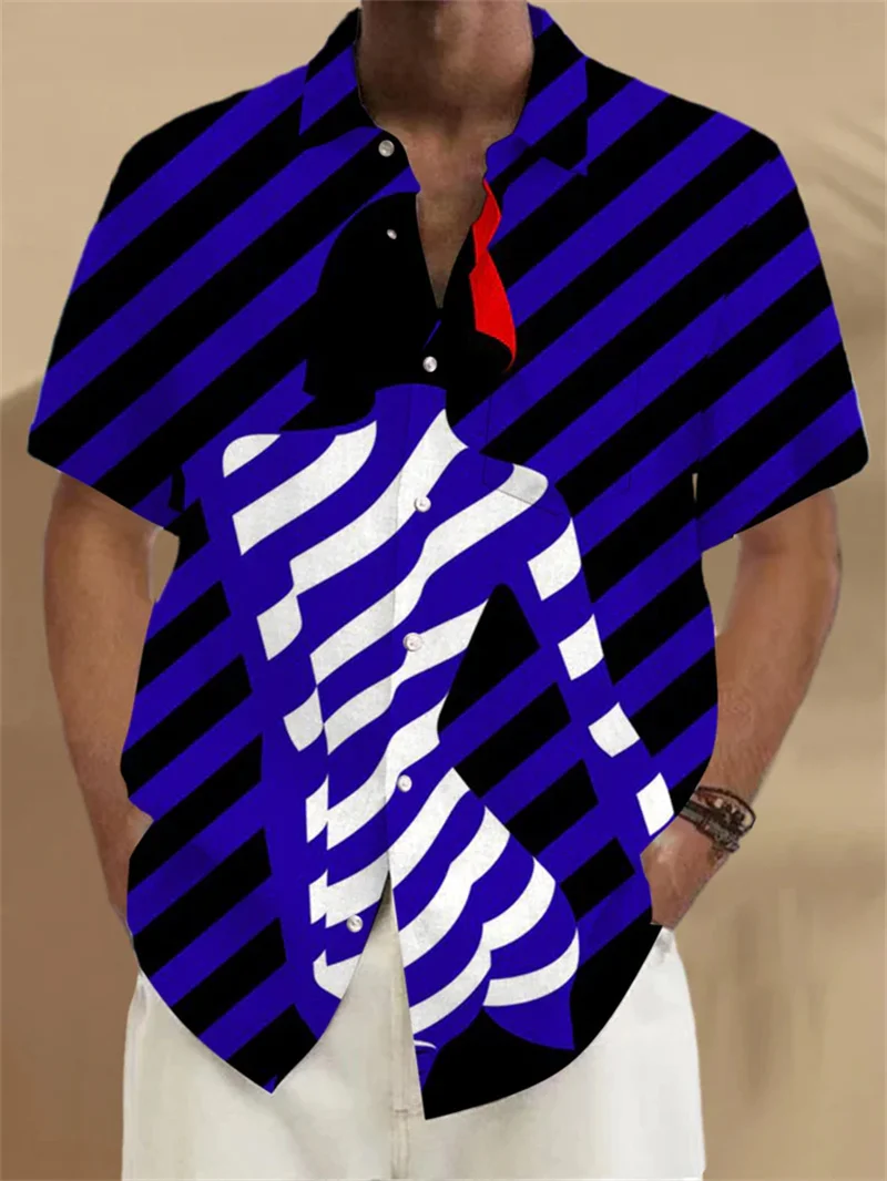 Hip hop cool men wearing fashionable street style 3D anime printed style shirt summer casual short sleeved 2025