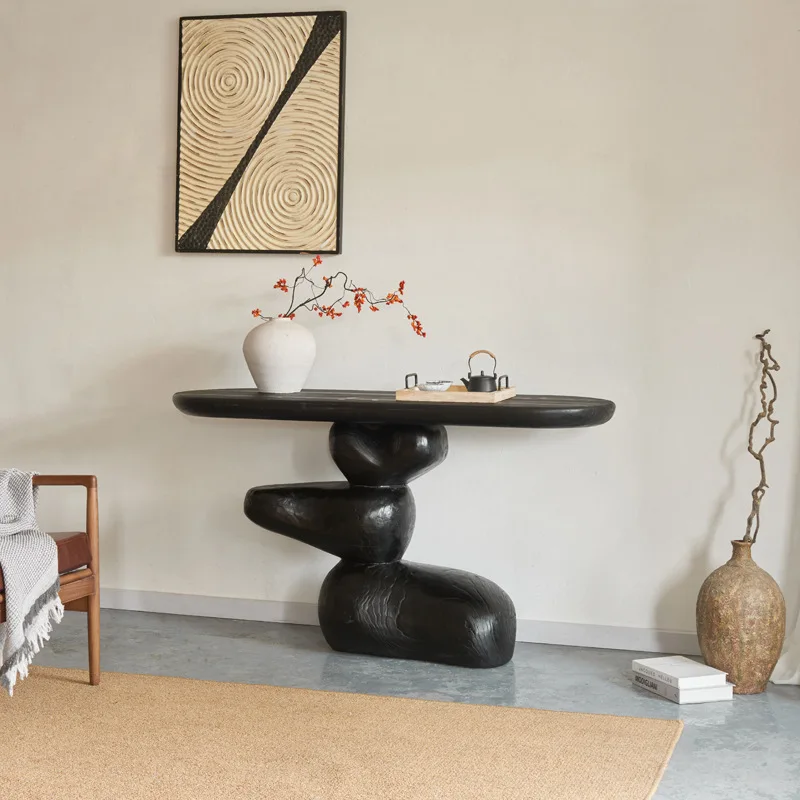 

Solid wood entrance table against the wall Zhongtang art desk retro homestay living room entrance table