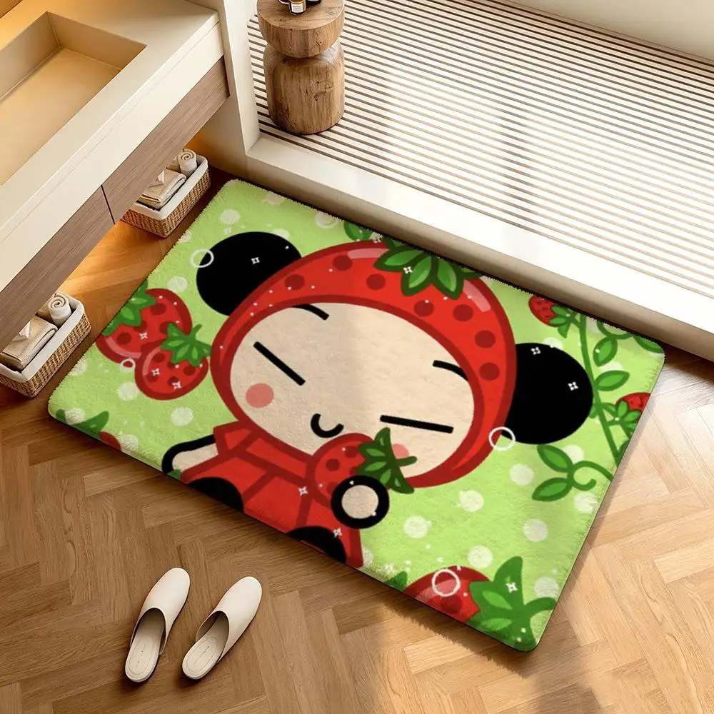 Cute Cartoon Pucca Garu Anmie  Shower Room Absorbent Small Floor Mat Soft Comfortable Decorative Foot Mat