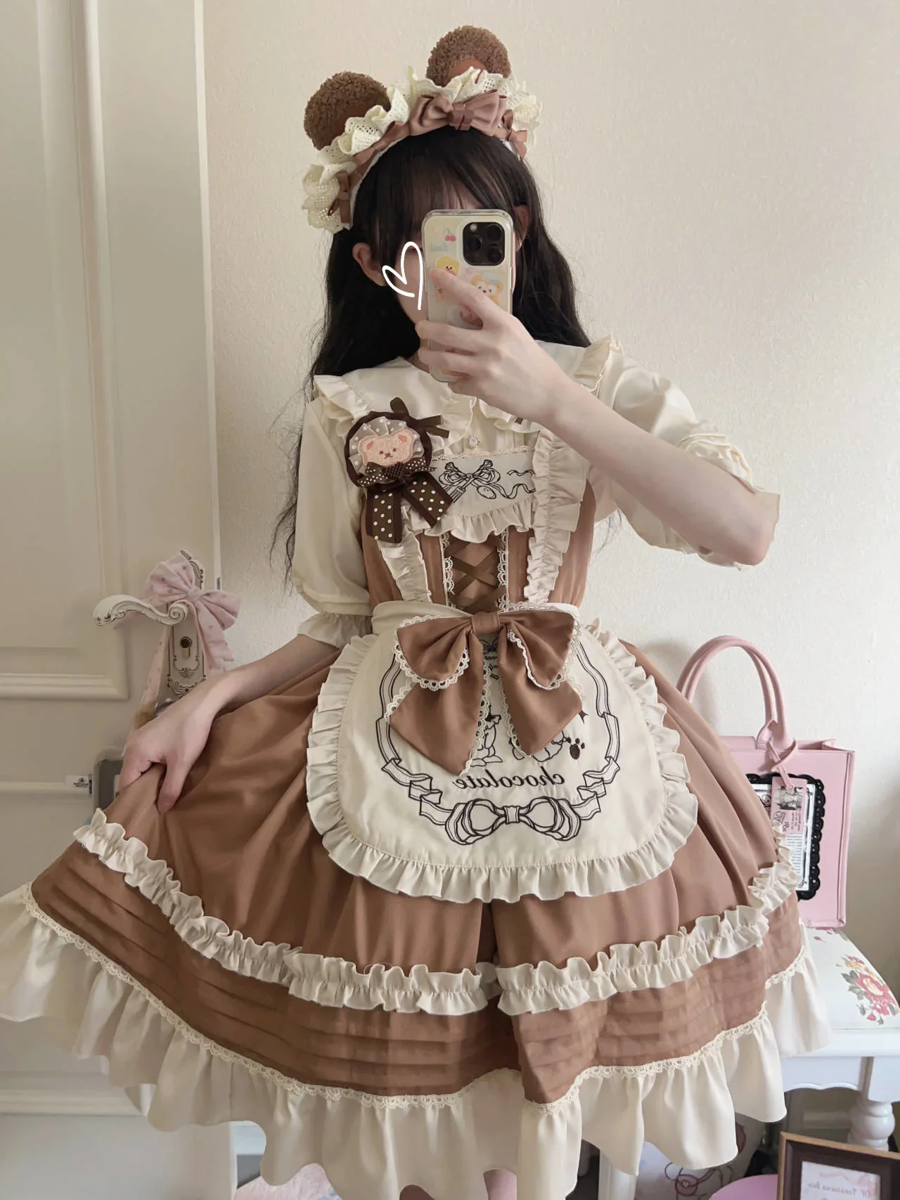 JSK-Robe à volants en dentelle pour femme, tenue douce japonaise Kawaii, chocolat menthe, nœud mignon, style Lolita, nouvelle collection, été