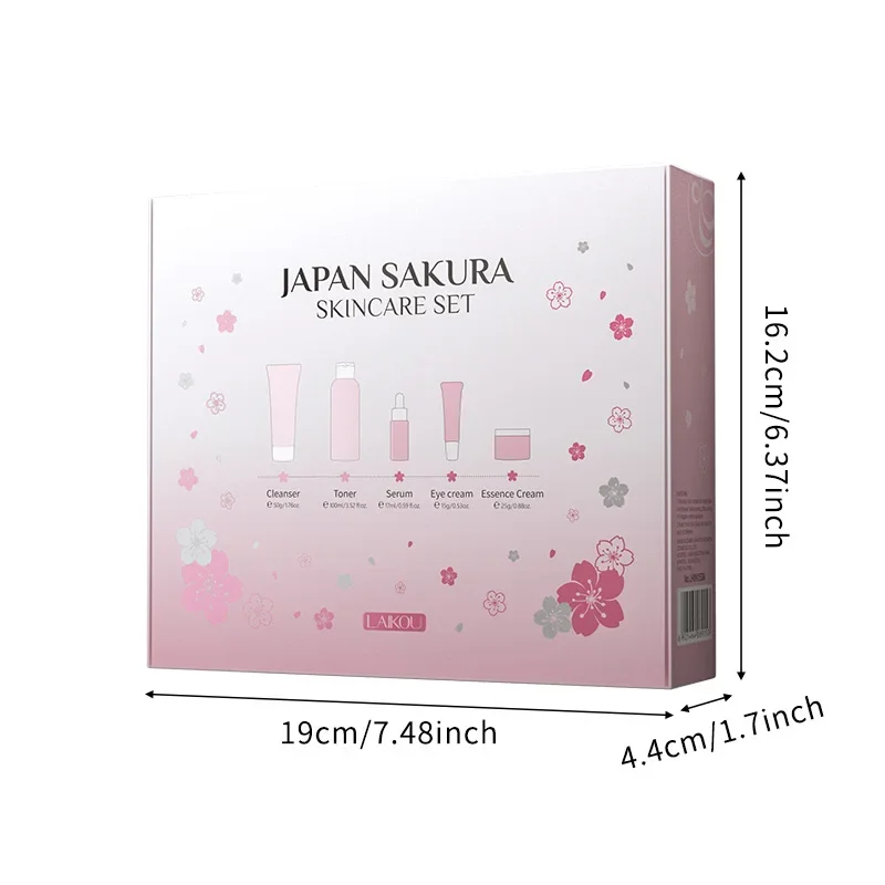 LAIKOU Sakura Kit Skin Care Sets Moisturizing and Reducing Fine Lines Cleansing Pore Product 5-Piece Korean Skincare Set