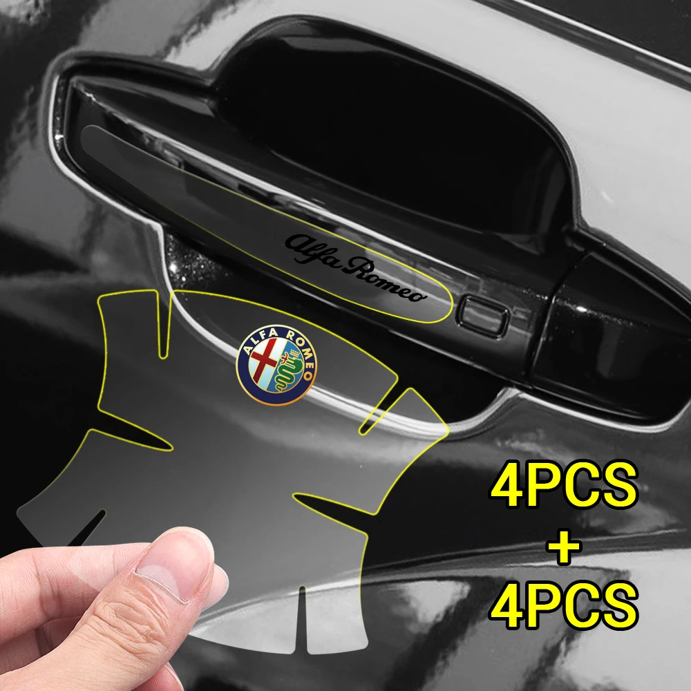 8 pz PVC Trasparente Maniglia Della Porta Auto Pellicola Della Protezione Anti Scratch Adesivi Per Alfa Romeo 159 Giulietta 147 Giulia Auto