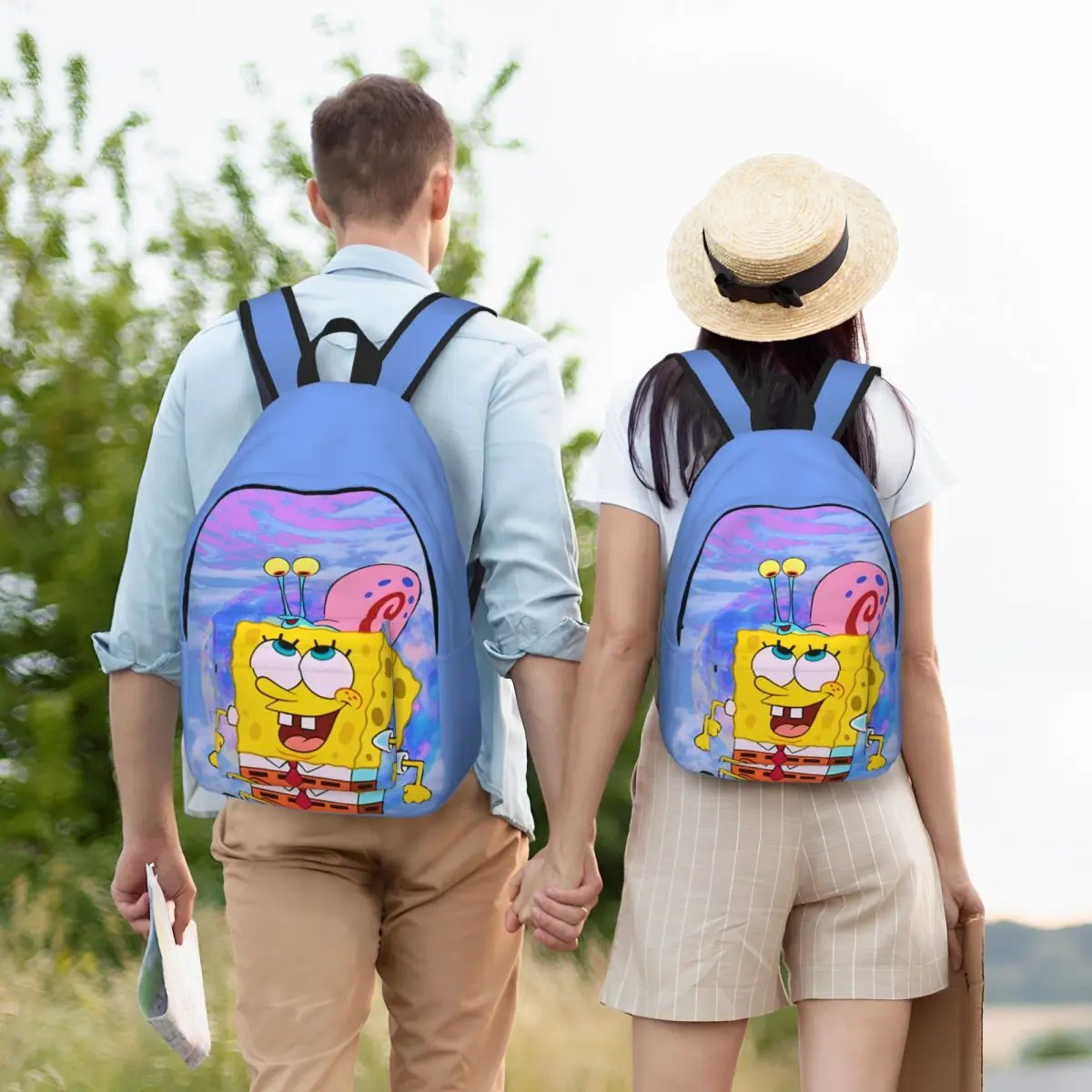 Portable SPONGEBOB Bookbag Camping Retro Washable SpongeBob Ladies Schoolbag For Gifts