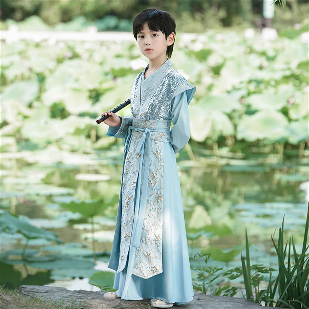 Autunno nuovi ragazzi bei Hanfu Set bambini Costume antico tradizionale cinese spadaccino Tang Suit Performance Costume Outfits