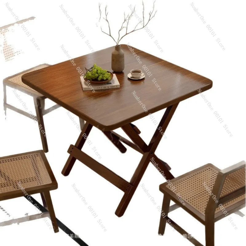 Modern Solid Wood Folding Dining Table Square Drop Leaf Rectangular Simple Home Meal Desk Space Saving Portable Collapsible