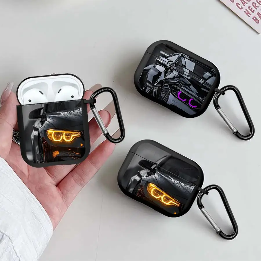 Earphone Cases Cover Case For Airpods 3 Pro Pro3 4 Pro2 2 1 Black Car Headlight Rain Art view 2