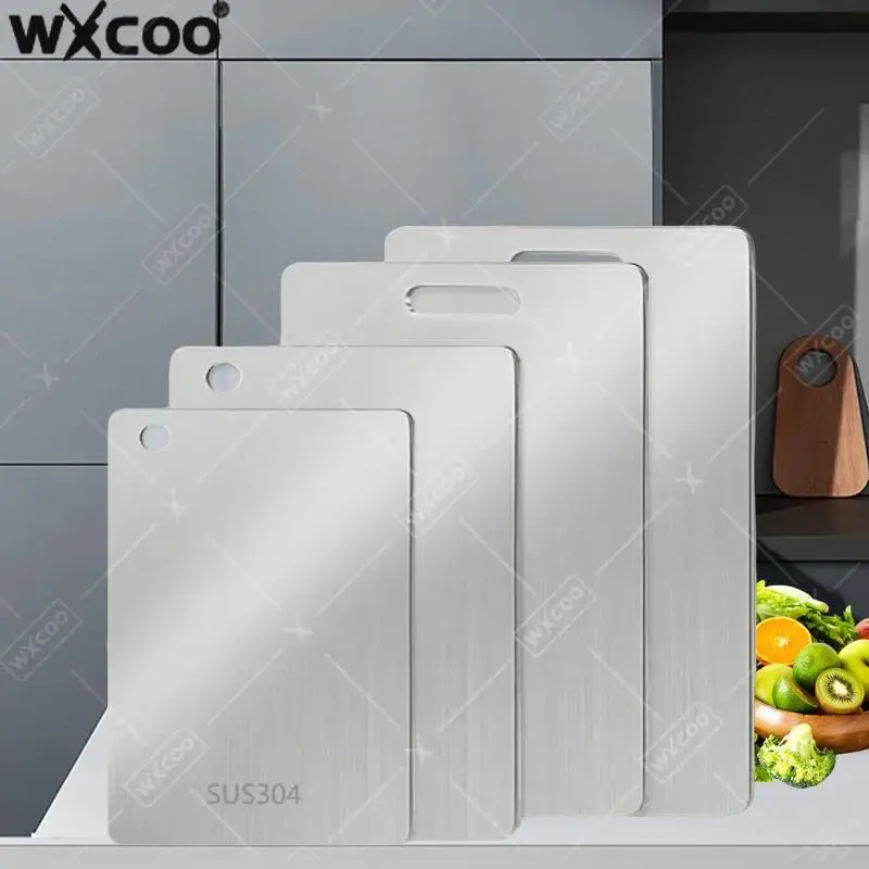 

WXCOO Kitchen Cutting Board Food Grade Chopping Cutting Boards Thickened Stainless Steel Boards for Cut Vegetables Fruit Meat