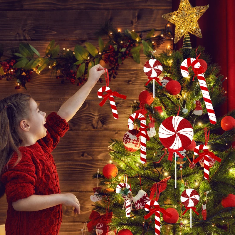 Duże świąteczne laski cukierków Ozdoba choinkowa Wiszące czerwone białe lizaki Zawieszki Nowy Rok Navidad Prezent Świąteczna dekoracja domu