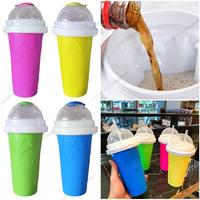 Smoothies Squeeze Cup Quick Frozen Slushy Maker Cup Silicone Ice Cube Maker with Lid Summer Ice Cream Maker Cups for Juice Milk