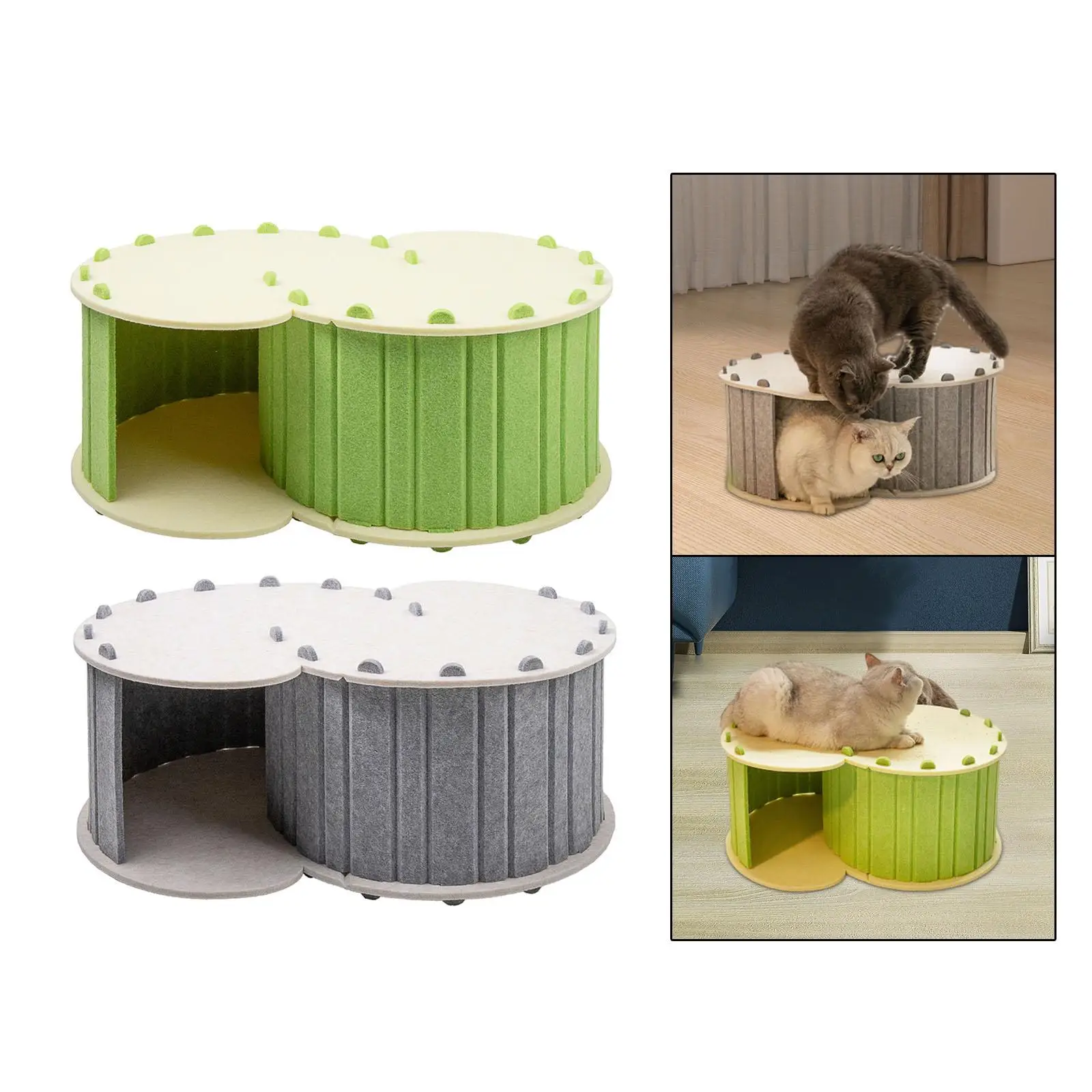 Cat Tunnel Bed for 2 Cats Breathable for Indoor Cats Hideout Universal with 2 Holes Pet Cat House Hideaway Cave Cat Nest