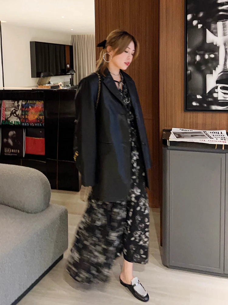 

Кожаный пиджак Vogana Original большого размера, женский, до плеч, в корейском стиле, однотонный, из искусственной кожи, для повседневной носки