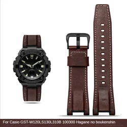 Leather Nylon Watch Strap for Casio GST-W120L S130l 310 B100 300 Hagane Boukenshin Soft Comfortable Watchband Accessories 26mm