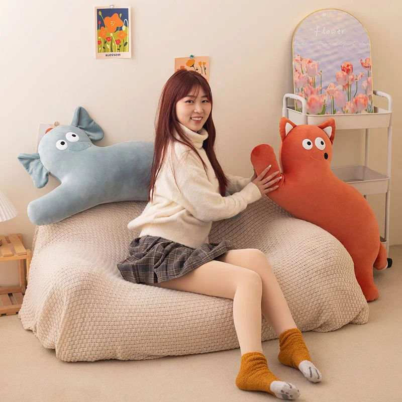 Милая длинная подушка с имитацией животного, странная плюшевая игрушка, офисный сон, мягкий орнамент