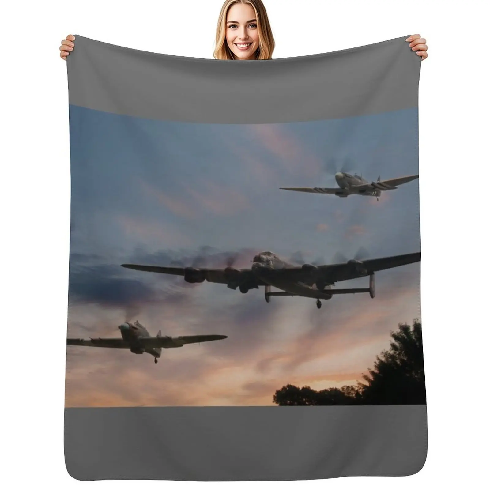 

BBMF Low Pass at Sunset Throw Blanket Soft Bedroom Blanket for Night Sleeping