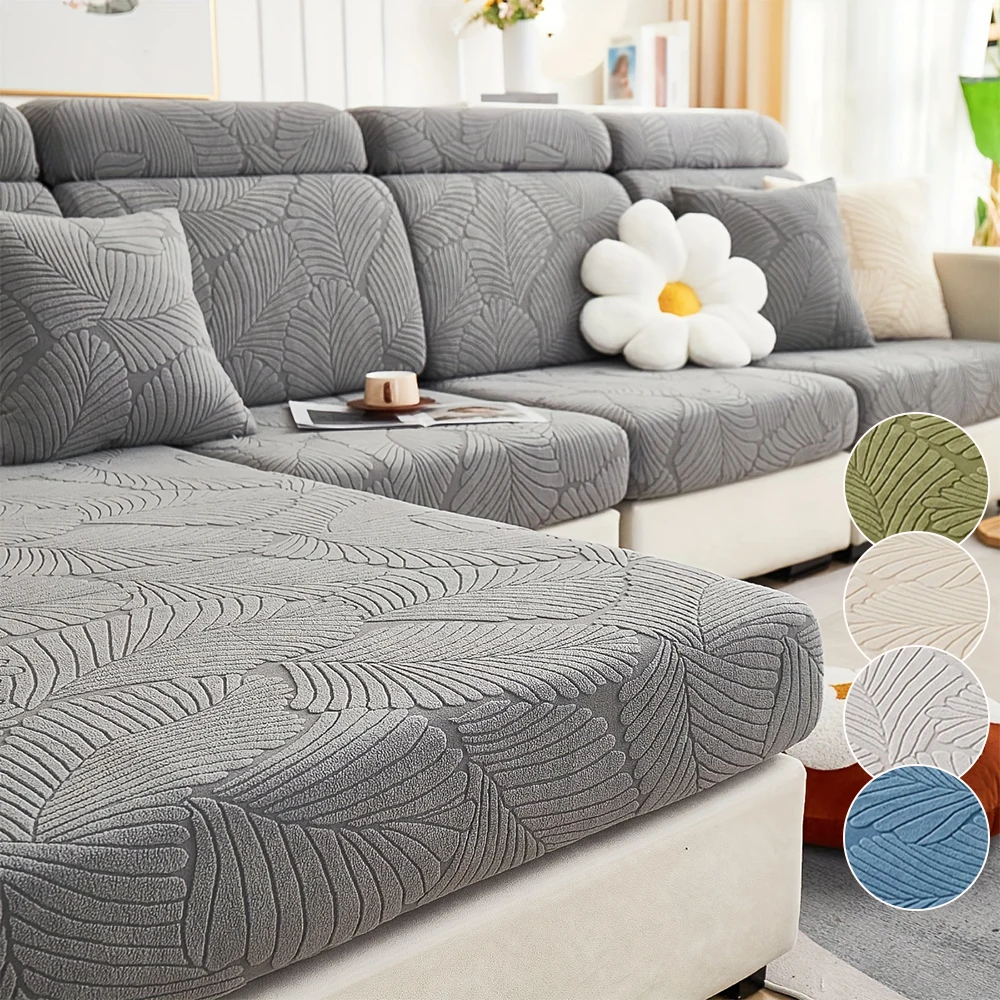 New Stretch Jacquard Sofa Covers Leaf Pattern Thick Sofa Slipcover Living Room Durable Cushion Case Washable Solid Cover