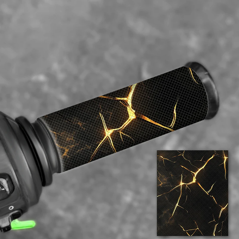 2PCS Crack Motorcycle Grip Stickers Diamond Pattern Waterproof Anti Slip Stickers for Modified Electric Bicycles and Scooters