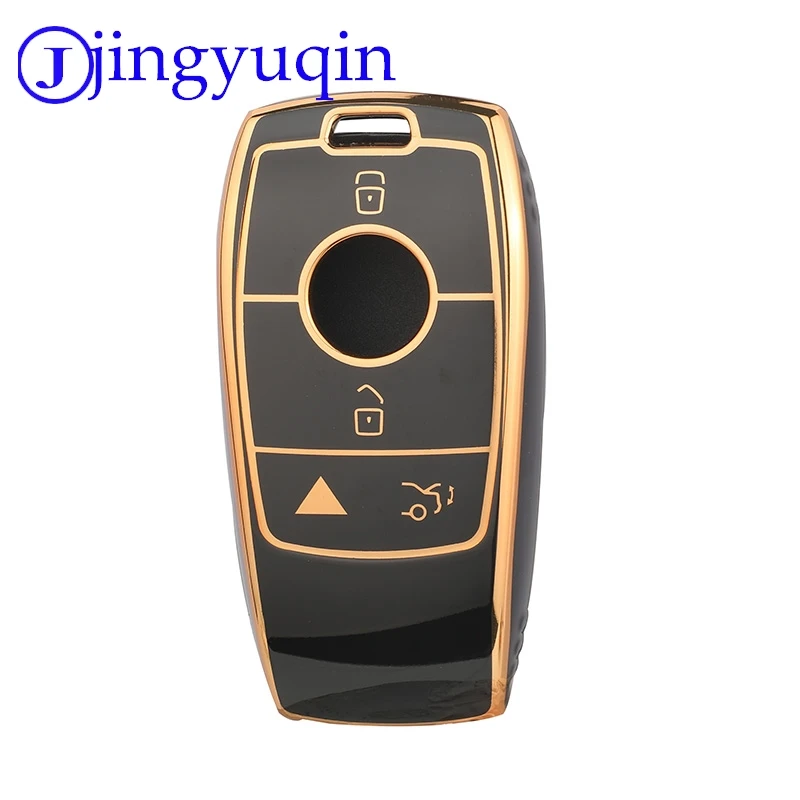 jingyuqin New TPU Car Remote Car Key Protective Shell Case Cover For Mercedes-Benz E, 4 buttons,  gold trim black, white, gray