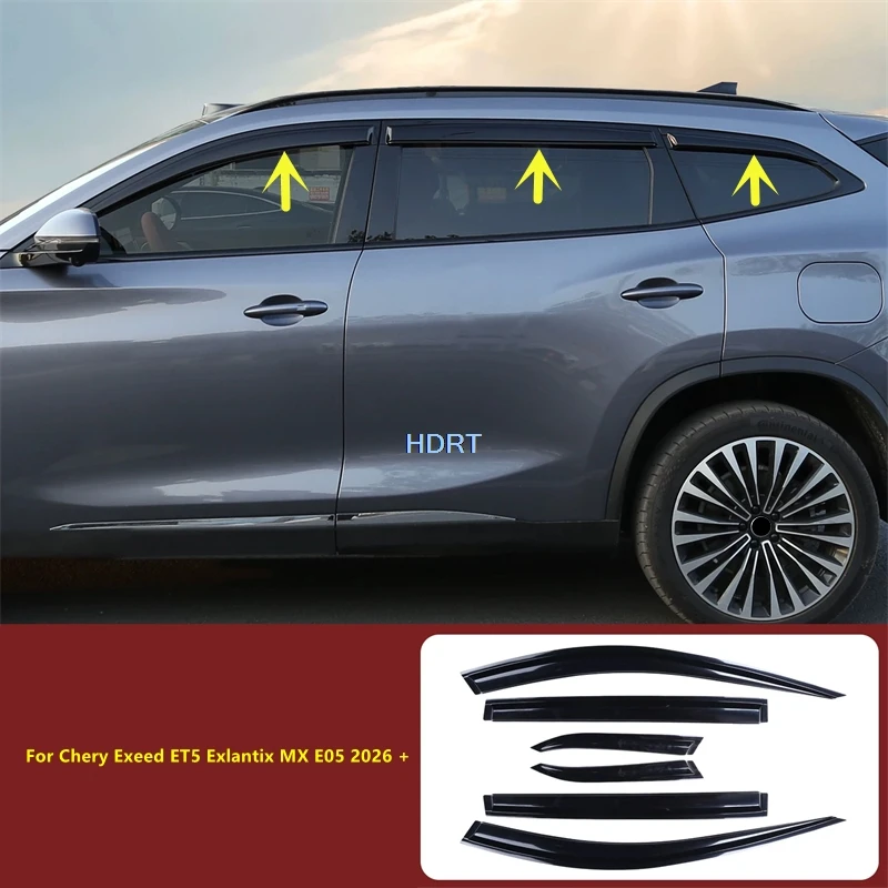 Car Styling Window Visor Wind Deflector Cover For Chery Exeed ET5 Exlantix MX E05 2026 + Weather Shield Sun Rain Awning Shelter