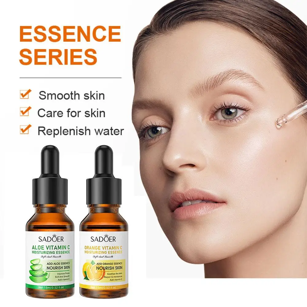 15ML SADOER Aloe Vera Essence Vitamin C Fade Fine Lines Moisturizing Smooth Car Anti-aging Skin Facial Anti-aging Essence L S6M0
