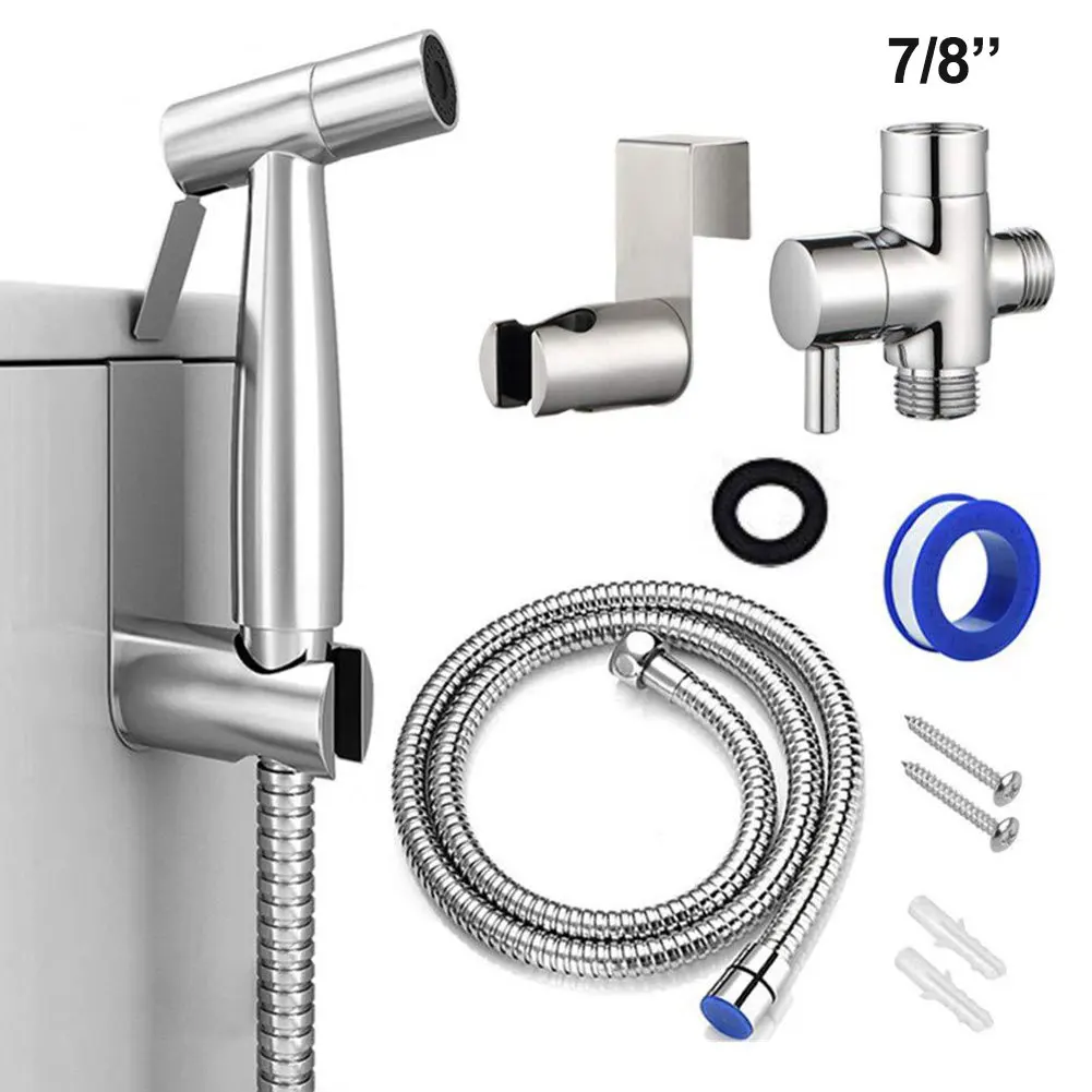 

Handheld Toilet bidet sprayer set Kit Stainless Steel Hand Bidet faucet for Bathroom hand sprayer shower head self cleaning