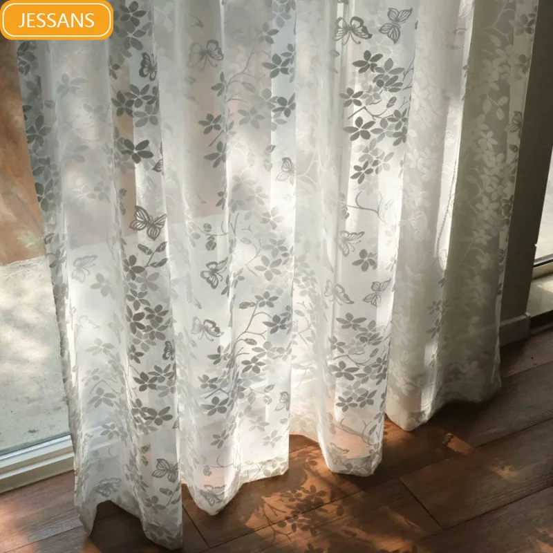 Blossom Butterfly Lace White Embroidered Window Screen Curtains for Window  Living Room Bedroom Balcony Bay Window Customization