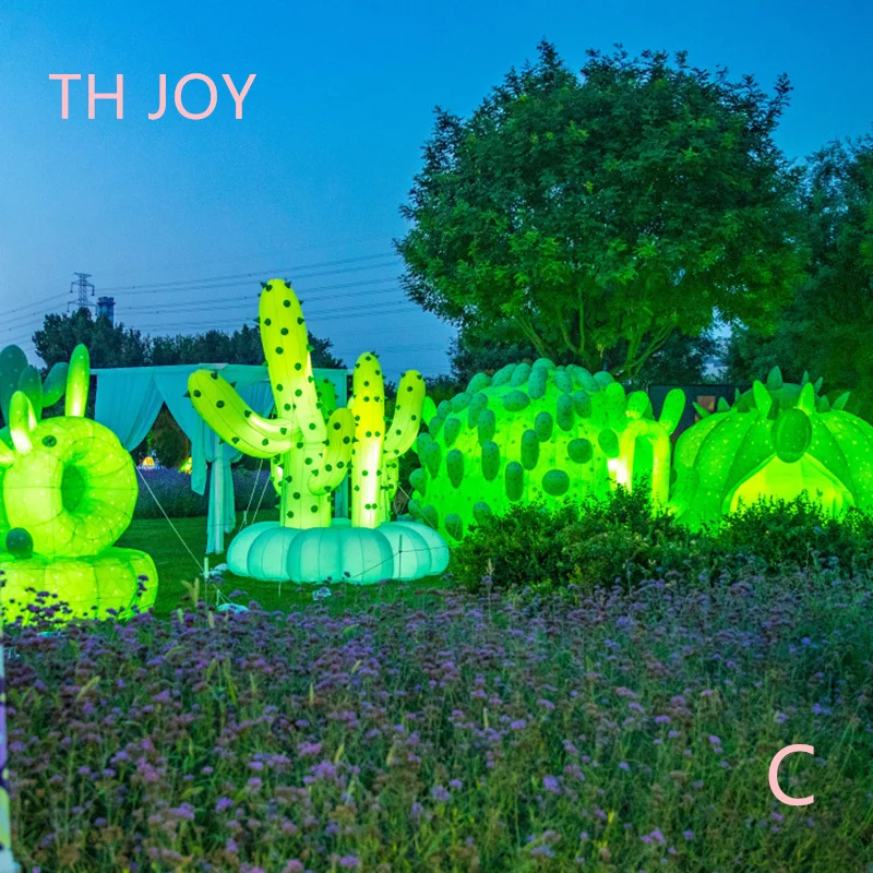 outdoors inflatable cactus plant with light, custom make inflatable cactus dome tent for decoration