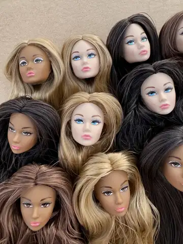 Vintage 1/6 PP Ansiktsgjutningsdockhuvuden från Beige Mörkbrun Hudton Modedockehuvud Smink DIY Leksaksdelar Flickors Födelsedagspresenter 8 best sales mode docka huvud - №3