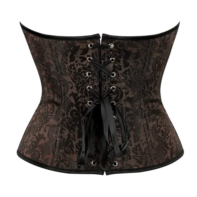 Corset Top Renaissance Medieval Corsets for Women Cosplay Deep Brown Overbust Vintage Bustier Lace Up