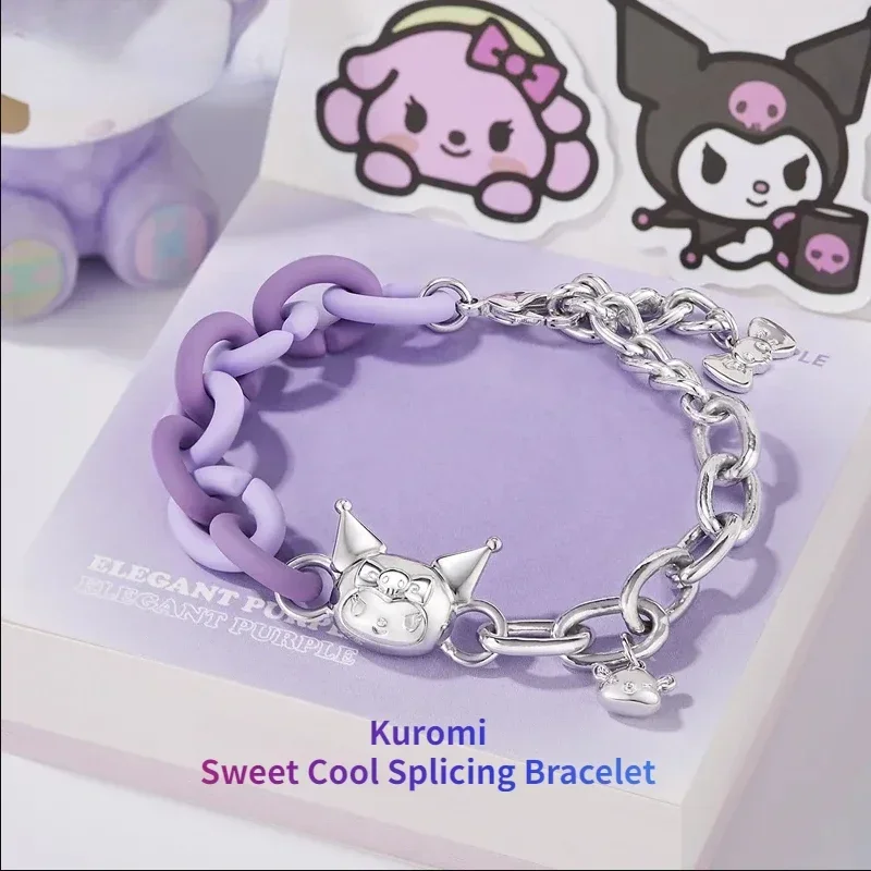 Sanrio Kuromi Butterfly Sweet Cool Splicing Bracelet Melody Cat Eye Stone Niche Design Girlfriend Accessories Girl Favorite Gift