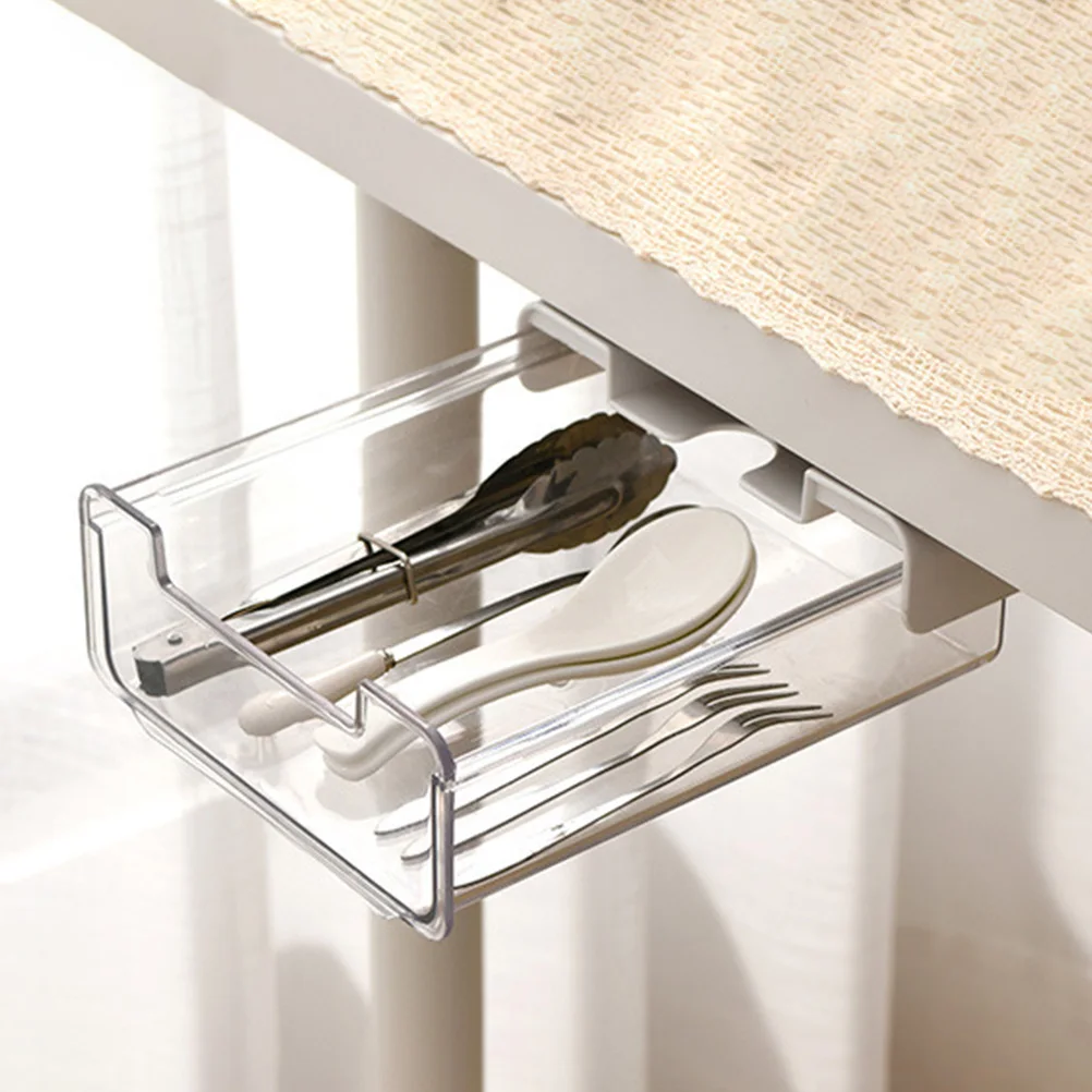 

Under Table Drawer Plastic Self-Adhesive Storage Box For Office Desk Organizer Hidden Sundries Tray Under Desk Holder