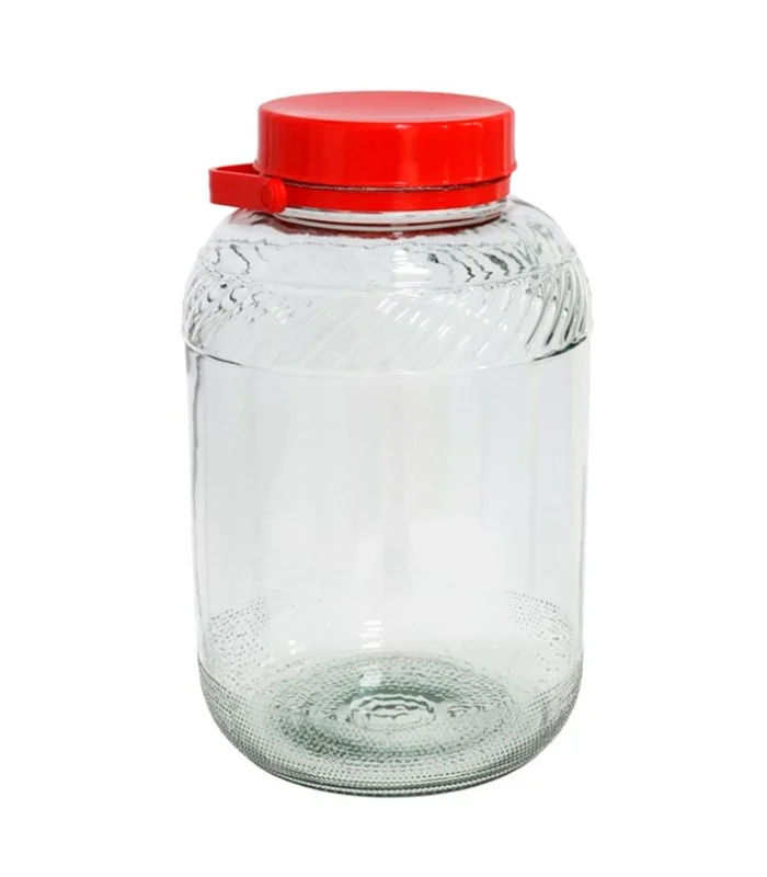 39 x Red Lid Cylindrical Glass Jar with Heavy Duty Handle Glass Carafe Multipurpose Glass Bottle 12 Litre