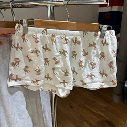 Pantaloncini bianchi da donna dolci 2024 moda estate donna pantaloncini larghi con stampa fulvo pantaloni da pigiama femminili