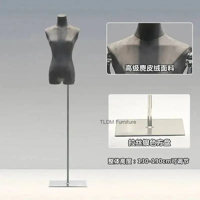 

Model Suede Window Korean Female Mannequin Upper with Electroplated Body Arms Clothing Wedding Store Dress Display Stand FYMQ