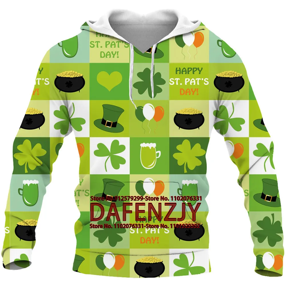 

Men's Hoodie Couple St.Patrick's Day 3D Hip Hop Print Sweatshirt Top Funny Long Sleeve Street Trend Fashion Pullover