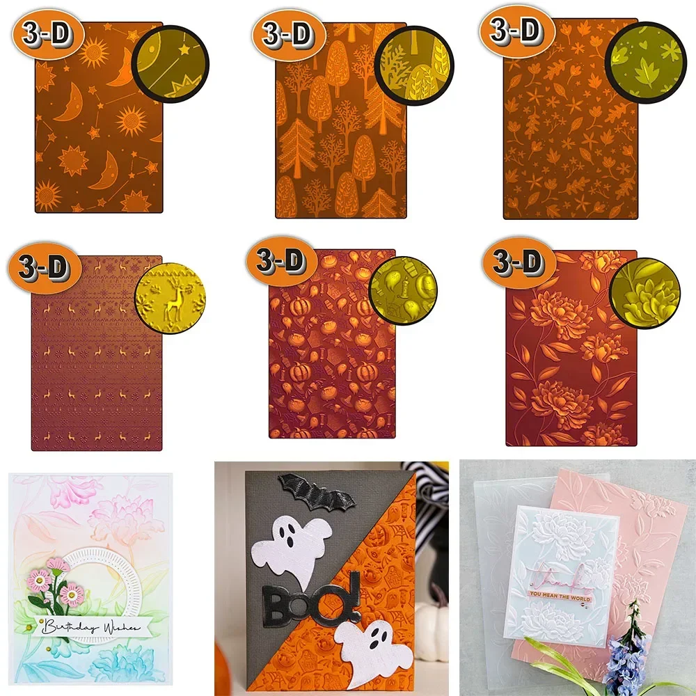 3d geprägte Ordner Weihnachten Elch Baum Halloween Kürbis Muster für Karte Scrap booking Papier Projekt machen hinzufügen strukturierte Details