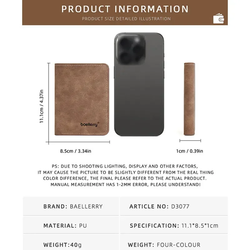 رقيقة غطى بالرمل الجلود متعددة بطاقة رخصة القيادة حامل بطاقة بسيطة عادية الأعمال الجديدة متعددة الوظائف Bifold الرجال محفظة قصيرة