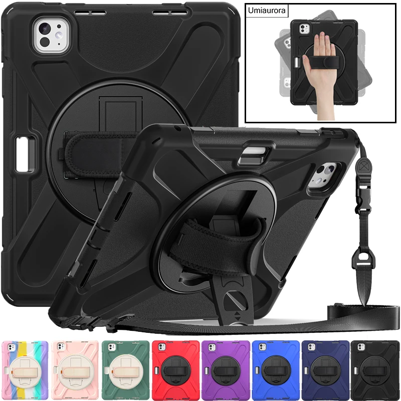 

Для IPad Mini 8,3 дюйма A17 Pro 11 12,9 13-дюймовый M2 M3 M4 M5 Air5 10,9 Прочный прочный чехол для планшета с ремешком на руку Подставка Противоударный Funda