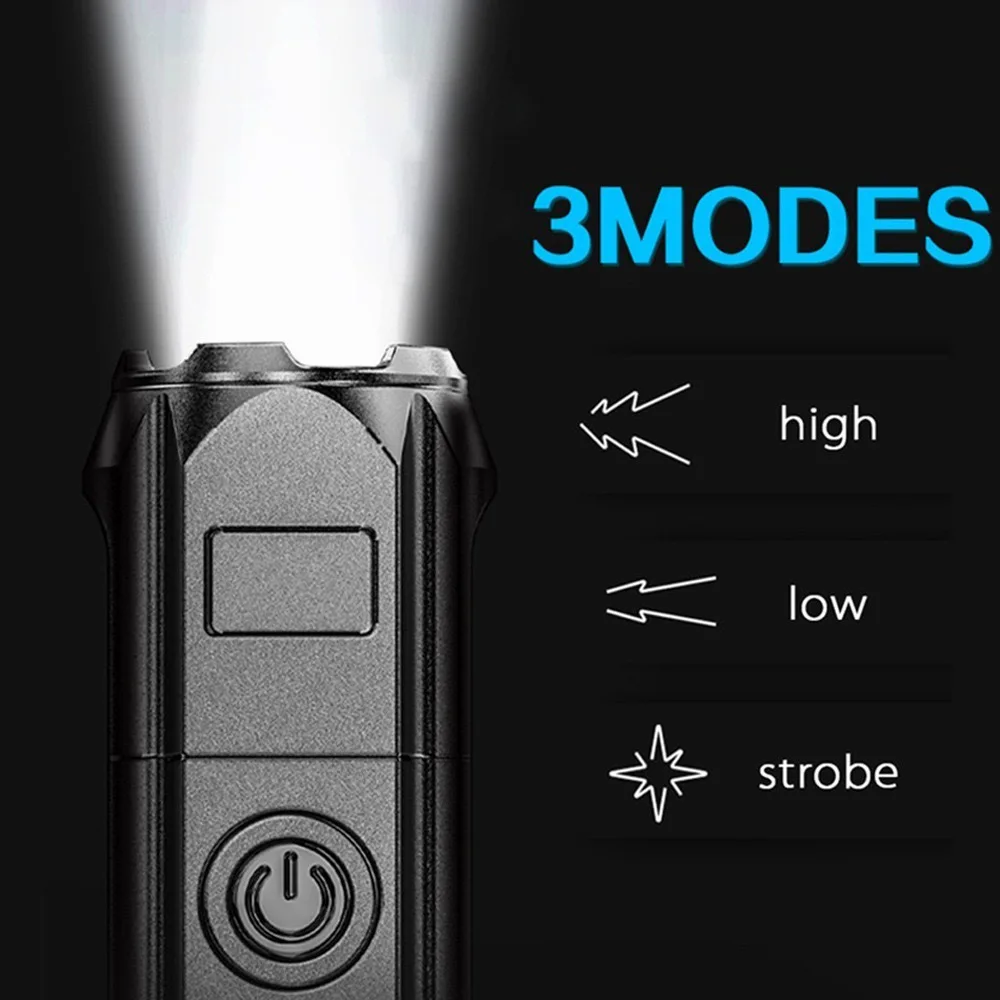 LED Camping Torch Flashlight High Power USB Rechargeable Spotlight Zoom Lantern Built-in Battery For Fishing Outdoor Waterproof